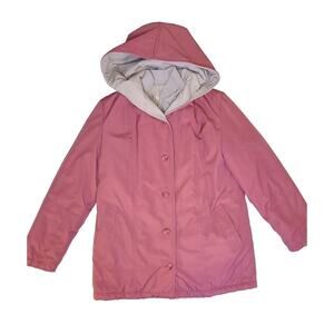 London Fog Women Size 4 Parka Dusty Rose Coat Hooded Padded Lined VTG 90s
